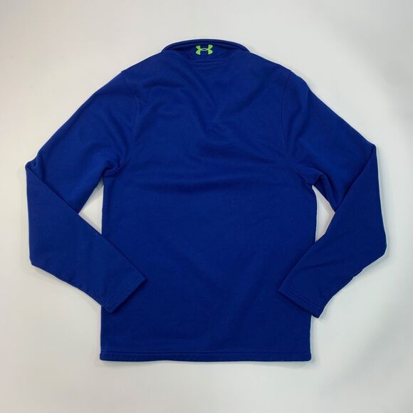 Under Armour Sweater Mens S Small Royal Blue ColdGear 1/4 Zip Fleece Pullover - Picture 8 of 13